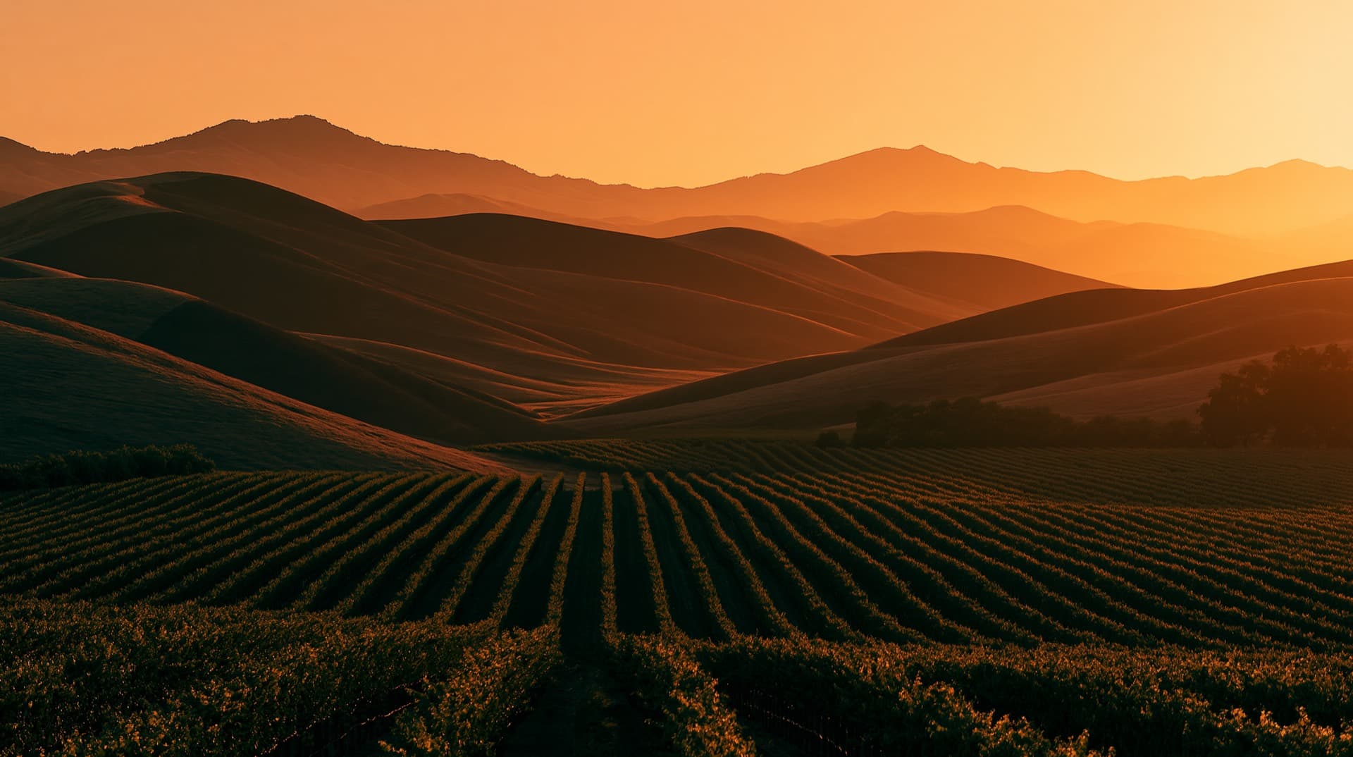Vineyards and rolling hills in Brentwood, California